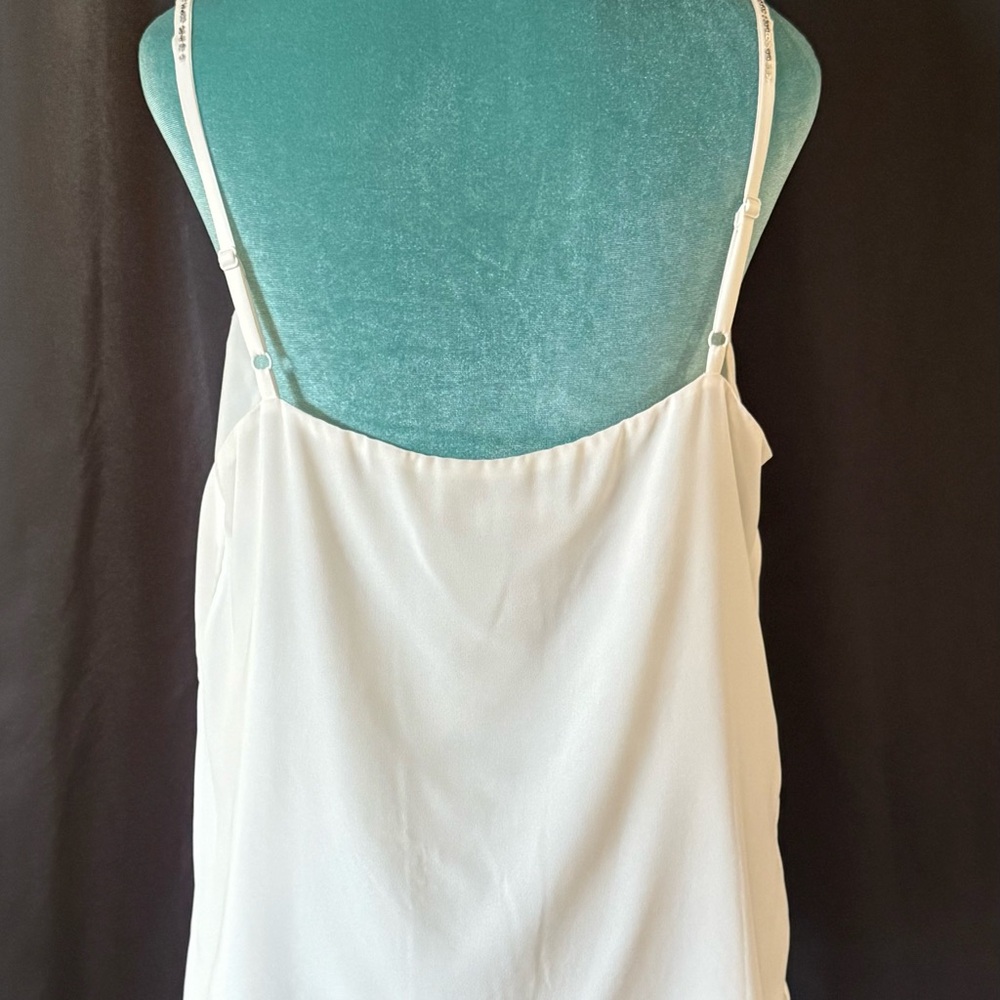 WHBM Sleeveless V-Neck Embellished Cami – Ecru Beaded Floral, Size M - Picture 7 of 14